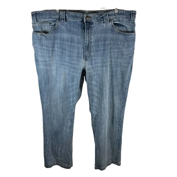 Duluth Trading Co Ballroom Double Flex Jeans Blue‎ Denim Mens Light Wash 44x32