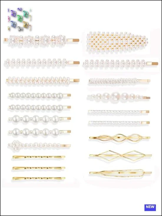 20 Pcs Pearl Hair Clips Set Decorative Bobby Pins Barrettes for Women Girls