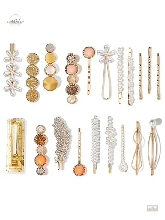 20 Pcs Pearl Acrylic Resin Hair Clips Set, Decorative Barrettes & Pins