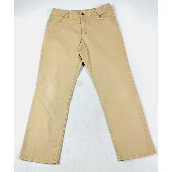 Carhartt Carpenter Pants Mens 36 Beige Relaxed Fit Canvas Stretch‎ Workwear
