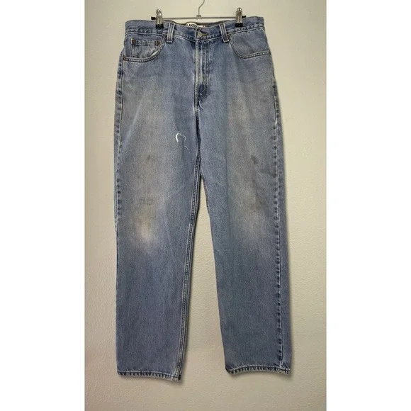 Levis Mens Relaxed Fit 550 Jeans Light Wash Size 36x34‎ Thrashed, Stains