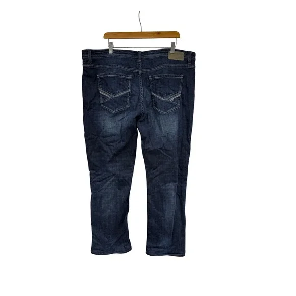 BKE Tyler Straight Leg Dark Wash Stretch Jeans Mens 42x29 Hemmed Coolmax