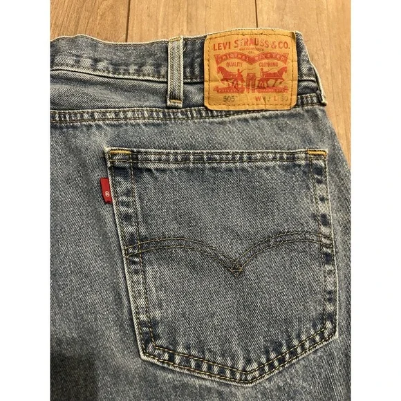 Levi's 505 Jeans Men's 40x30 Blue Denim Regular Fit Straight Light Wash Cotton