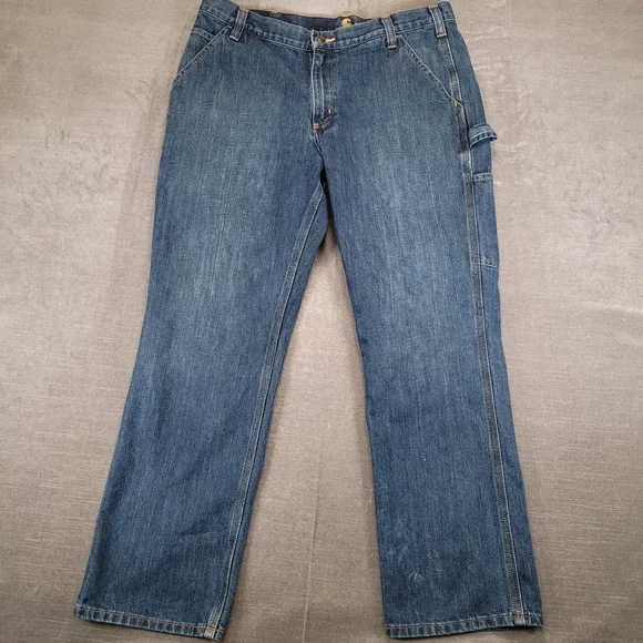 Carhartt 103327-900 Relaxed Fit Carpenter Jeans Mens 35x29 Blue Denim Work Pants
