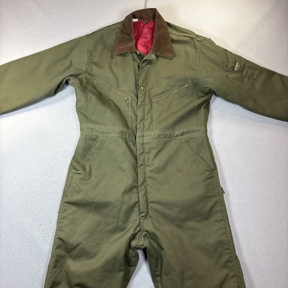 Vtg Oshkosh‎ B'Gosh Coveralls Union Made Sanforized Green Insulated Men's 42L