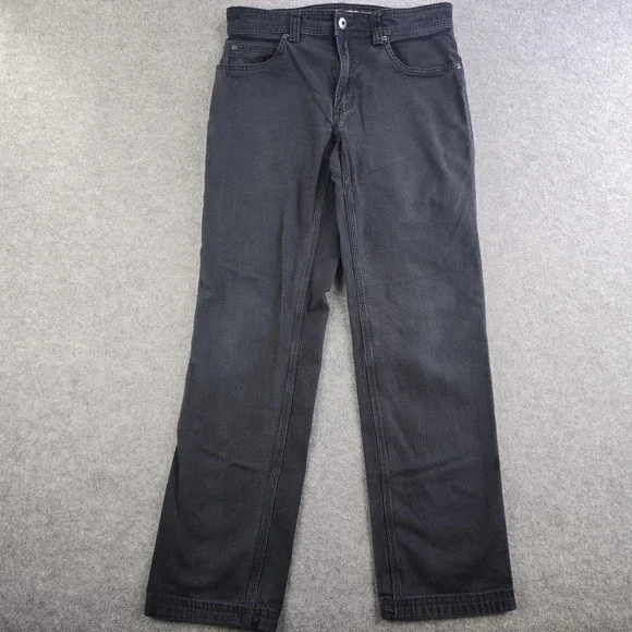 Duluth Flex Fire Hose Pants Mens 30x30 Slim Fit Black Solid Straight Stretch