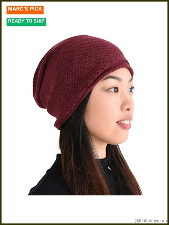 100% Silk Slouchy Beanie Hat for Men Women, Hypoallergenic Chemo Hat