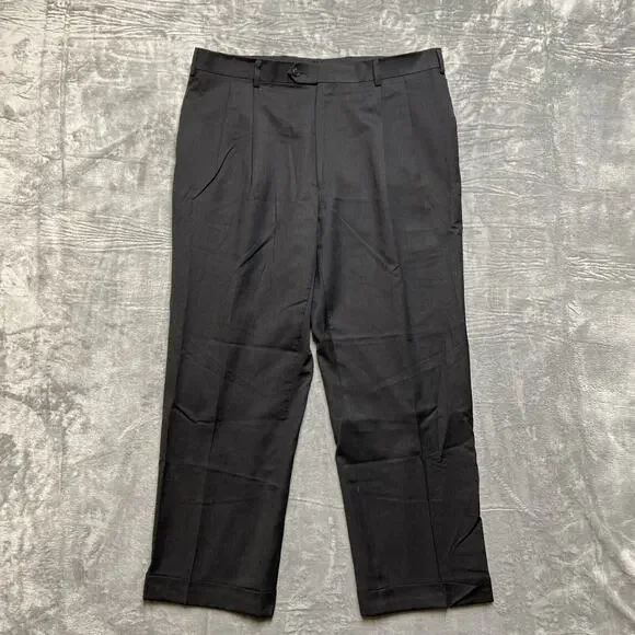 Jos. A. Bank Travelers Collection Pleated Dress Pants Men's Size‎ 38x30 Black