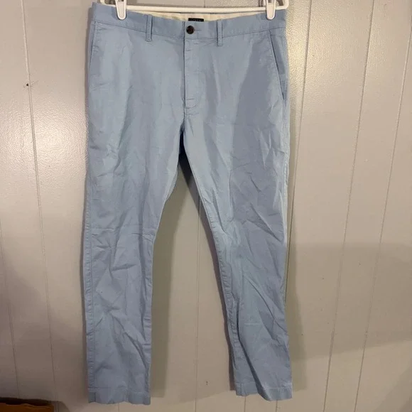 J.Crew Chino Pants Mens 34 Light Blue Slim‎ Straight Cotton Trousers