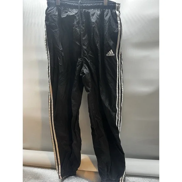 Adidas Vintage Windbreaker Track Pants Mens Large Black White Mesh Y2K Joggers‎