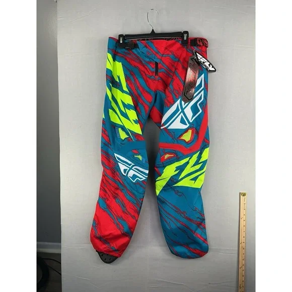 Fly Racing Kinetic Relapse MX Pants Mens 34 Teal Red Hi-Vis Motocross NWT
