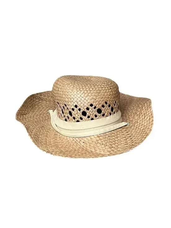 Columbia Seagrass Straw Hat L/XL Natural Woven Wide Brim Sun Hat Beach