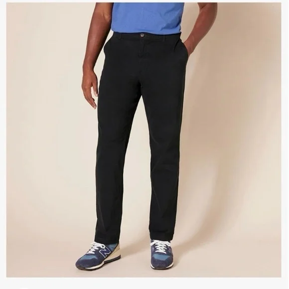 NEW Amazon Essentials Men's 34W x 30L Black Slim-Fit Casual Stretch Chino Pant