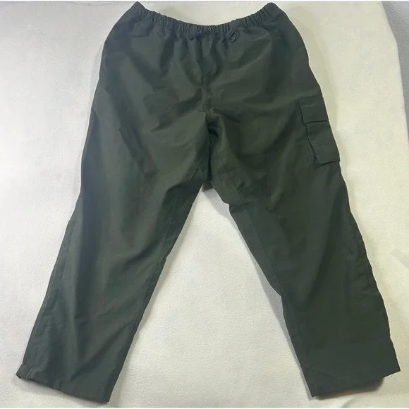 Olive Green Outdoor‎ Cargo Pants Elastic Waist Drawstring D-Ring Hiking Trousers