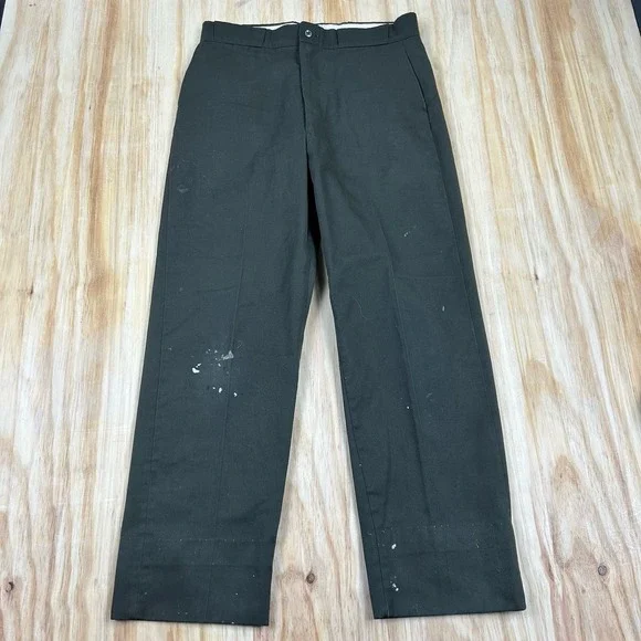 True Vintage 70s Gray Green Painters Pants 32x28 Union Made Stamp Talon‎ Zipper