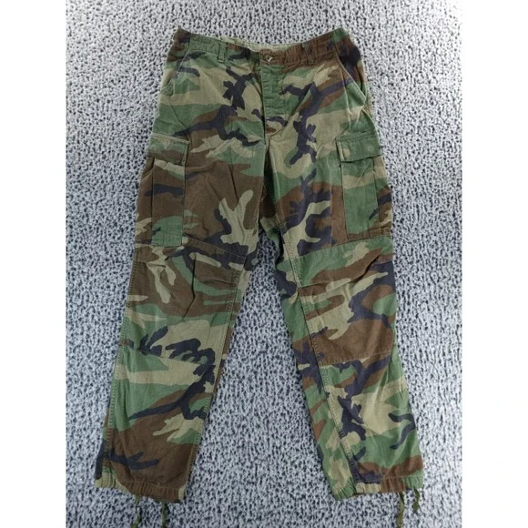 Vintage Woodland Camo Cargo Pants Military‎ Style Utility Trousers Med Regular