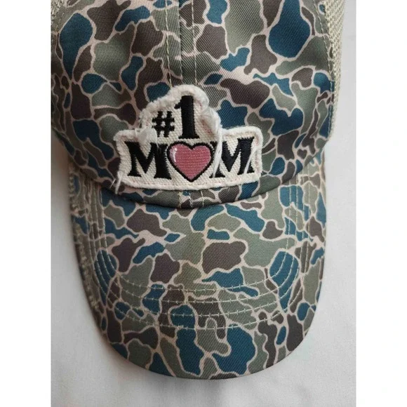 Simply Southern #1 Mom Camo Trucker Hat Womens Ponytail Criss Cross Baseball Cap