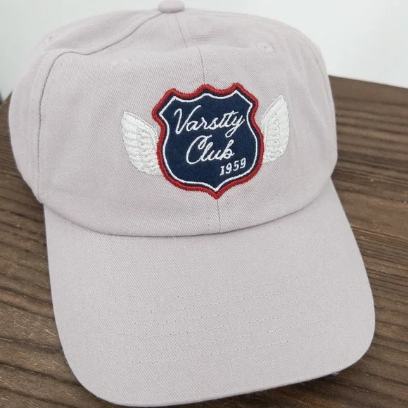 Anthropologie Varsity Club 1959 Patch Grey Baseball‎ Cap Hat 100% Cotton NWT