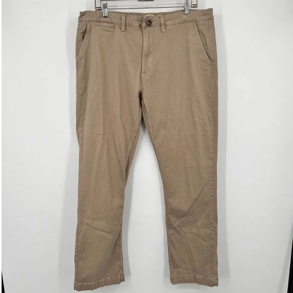 Elliot Mulryan Mens‎ Tan Chino Pants Straight Leg Twill Trousers 36x32 Khaki