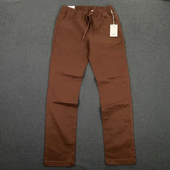 Katin Pipeline Pant size Small Mahogany Brown Elastic Waist Drawstring Chino