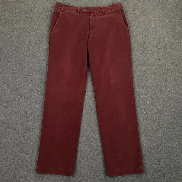 Canali Pants FITS Mens 33x31 Red Chino Trousers Cotton Twill Flat Front Italy