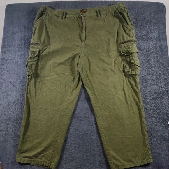 Boulder Creek Cargo Pants Men 56x38 BIG Green Ripstop Multi Pocket Elastic Waist