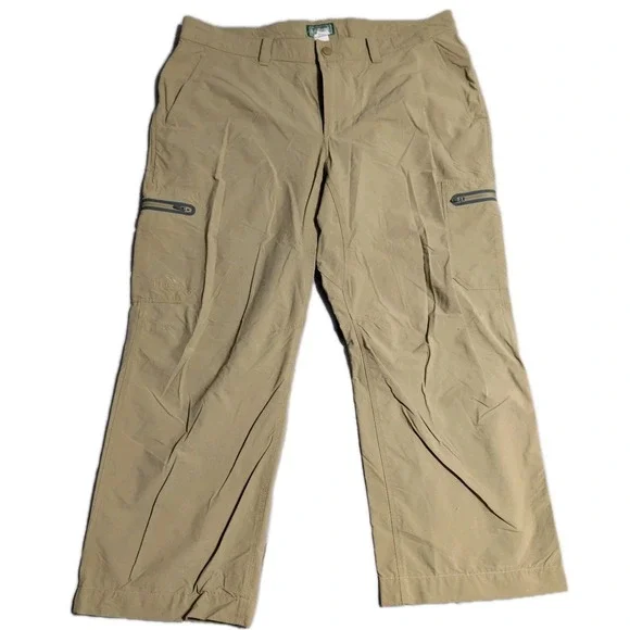 LL Bean Cresta Hiking Pants Mens 38x30 Tan Water‎ Resistant Nylon Outdoor
