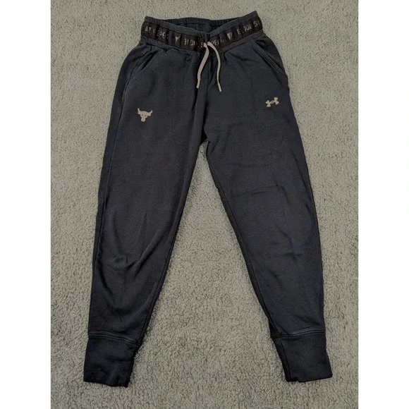 Under Armour Project Rock Pants Size‎ XS Black Joggers Blood Sweat Respect