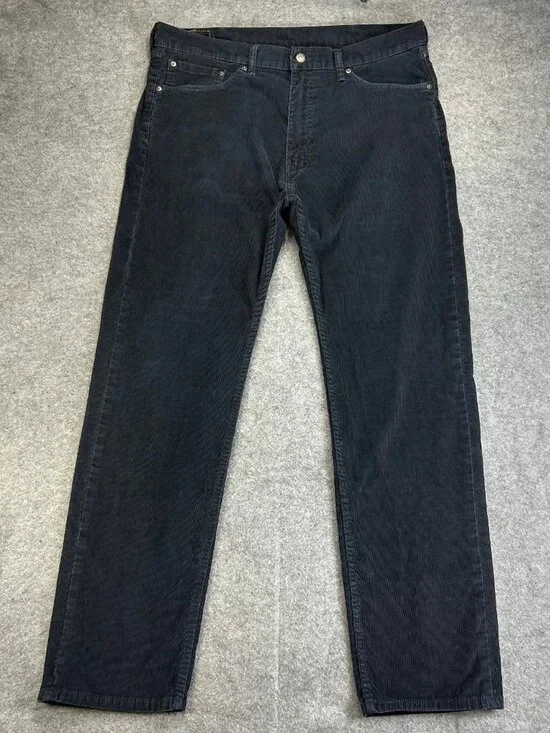Levi's 505 Corduroy‎ Pants Mens 38x34 Black Straight Leg Mid Rise Flat Front