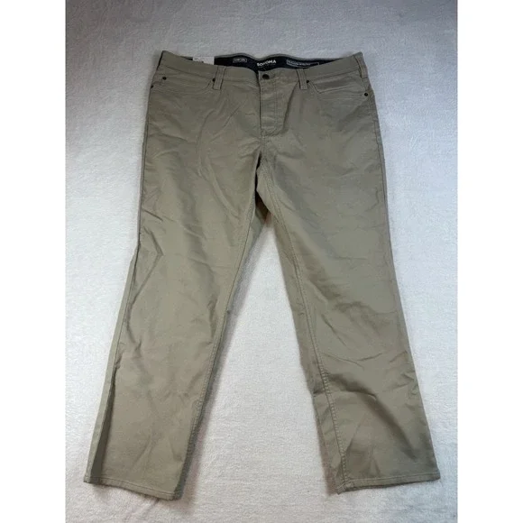 Sonoma Everyday All Day Pants‎ Mens 44x29 Stretch Chino Beige Khaki Casual Work