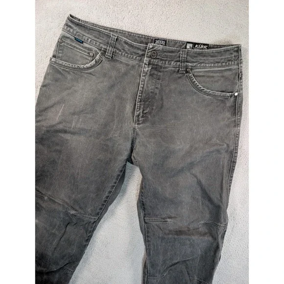 Kuhl Rydr Mens‎ 36x32 Charcoal Grey Vintage Patina Dye Articulated Pants Rugged