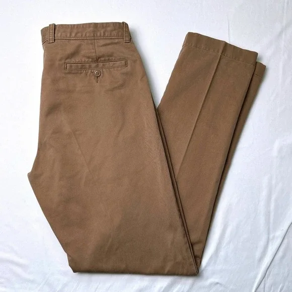 J.Crew Mens Essential Urban Slim Fit Khaki Chino Pants Size 32x34 Brown Office