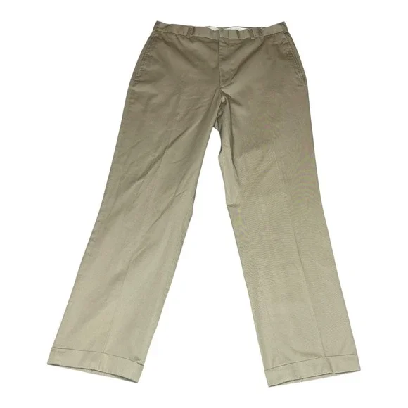 LL Bean Khaki Chino Dress‎ Pants Straight Fit Cuffed Mens 36 Actual Fit  W34 L32