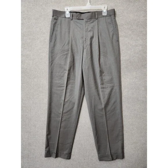 Alfani Dress Pants Mens 38(35)x32 Tan Pleated Cuffed Career Office Business NEW