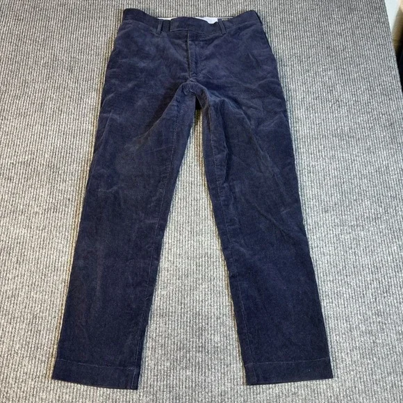 Polo Ralph Lauren Corduroy Pants 32x30 Navy Blue Stretch Slim Fit Straight Leg