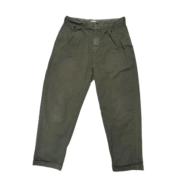 Alex Mill Men's‎ Cotton Olive Green Pleated Chino Pants Size 31