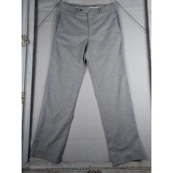 Lauren Ralph Lauren Mens 32x32 Gray Flat Front Stretch Dress Pants Career Slacks