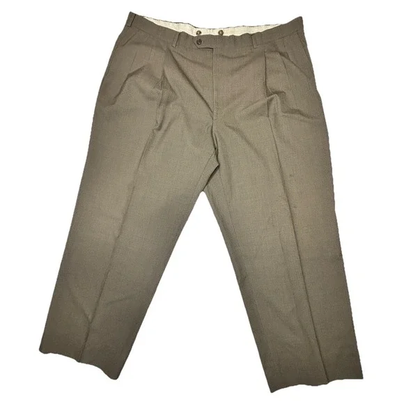 Vintage‎ Burberrys Pleated Dress Pants 42x27 Brown Check Trousers Slacks