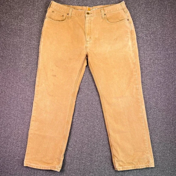 Carhartt‎ Pants Mens 40x30 Tan Duck Canvas Relaxed Workwear Brown Rugged Utility