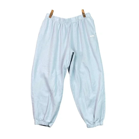 Levi's Sweatpants Mens Large Blue Joggers Fleece Elastic Waist Logo Relaxed