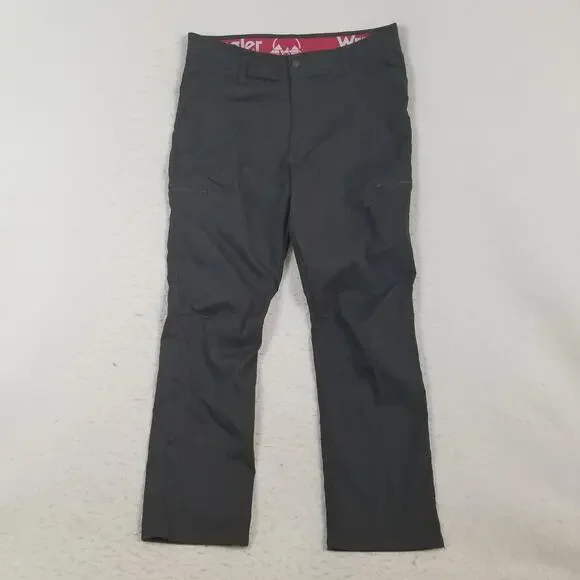 Wrangler Pants Mens 38x30 Black Nylon Spandex Hiking Cargo Zip‎ Pocket Outdoor