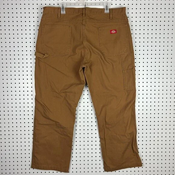 Dickies Carpenter Pants Men's 40x30 Brown Cotton Work Wear‎ Hammer Loop Wide Leg