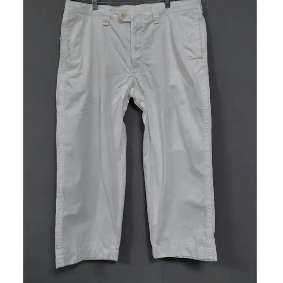 Polo by Ralph Lauren 100% Cotton Pants White Solid Woven Men Size 36 /30