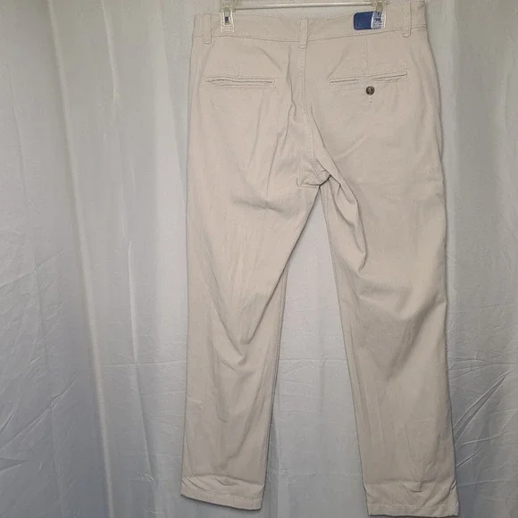 Mugsy Chinos Mens 32x30 Khaki Beige Stretch Cotton Rayon Slim Straight‎ Trousers