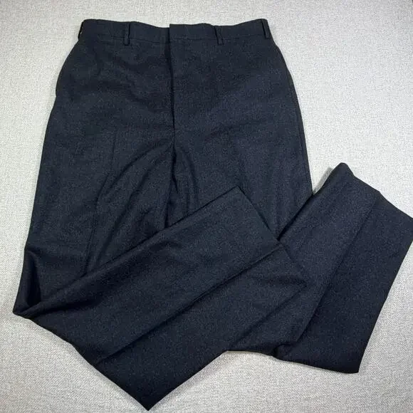 Jos A Bank Men 36x32.5 Dark Gray 100% Wool Flat Front Straight Leg Dress Pants