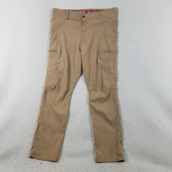 Wrangler Pants Mens 40x32 Beige Nylon Spandex Cargo Stretch Outdoor Hiking