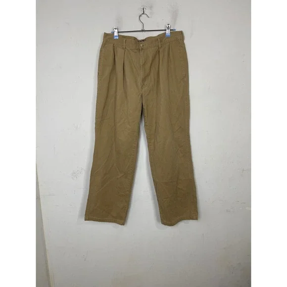 Polo Ralph Lauren Mens Pleated Chino Pants Khaki‎ Tan 100% Cotton 35x29