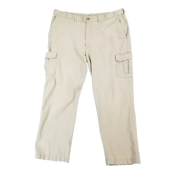 Haggar cargo pants men's 42 x 30 beige cotton comfort waist outdoor hiking