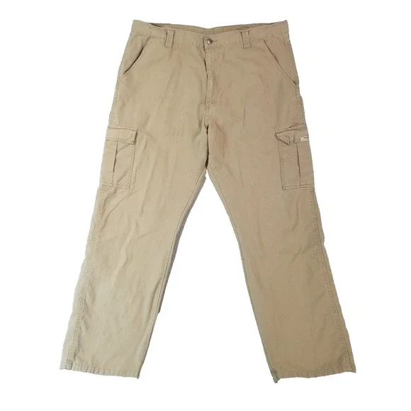 Wrangler cargo pants men's 40x32 regular fit straight beige tan cotton outdoor