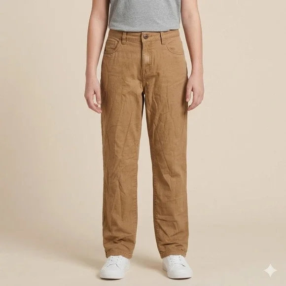 DKNY 100% Cotton Canvas Cord Pants Sz 14 Tan‎